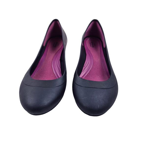 Crocs Lina Slip On Wedge Pump Women's Size 10 Black Dual Comfort Heel Work Shoes - Picture 2 of 7